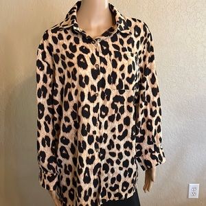 Leopard print button down